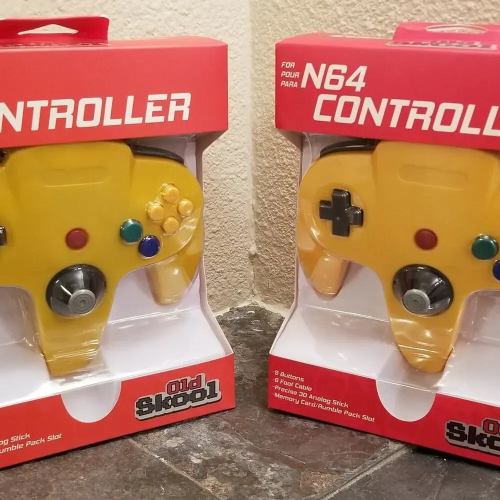2 N64 Controllers - Yellow (NEW) - Nintendo64 - Old Skool